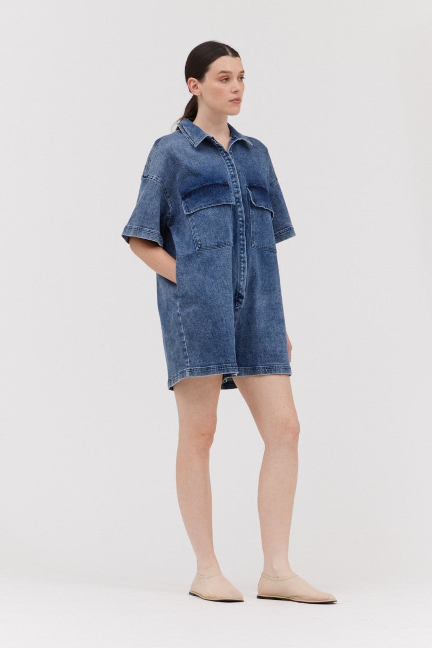 BEA OVERSIZED DENIM ROMPER