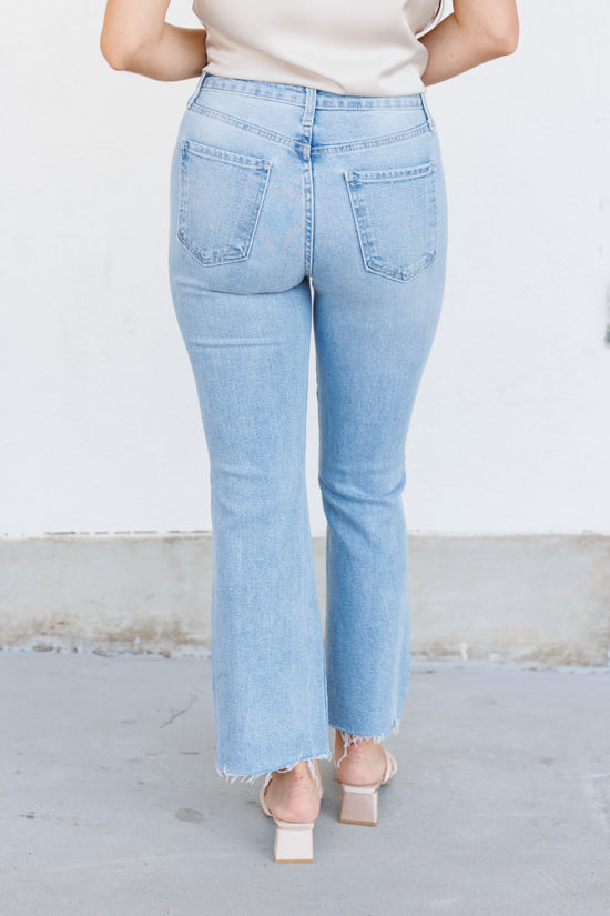 JUST USA LIGHT DENIM VINTAGE CROPPED FLARE DENIM SKINNY JEAN