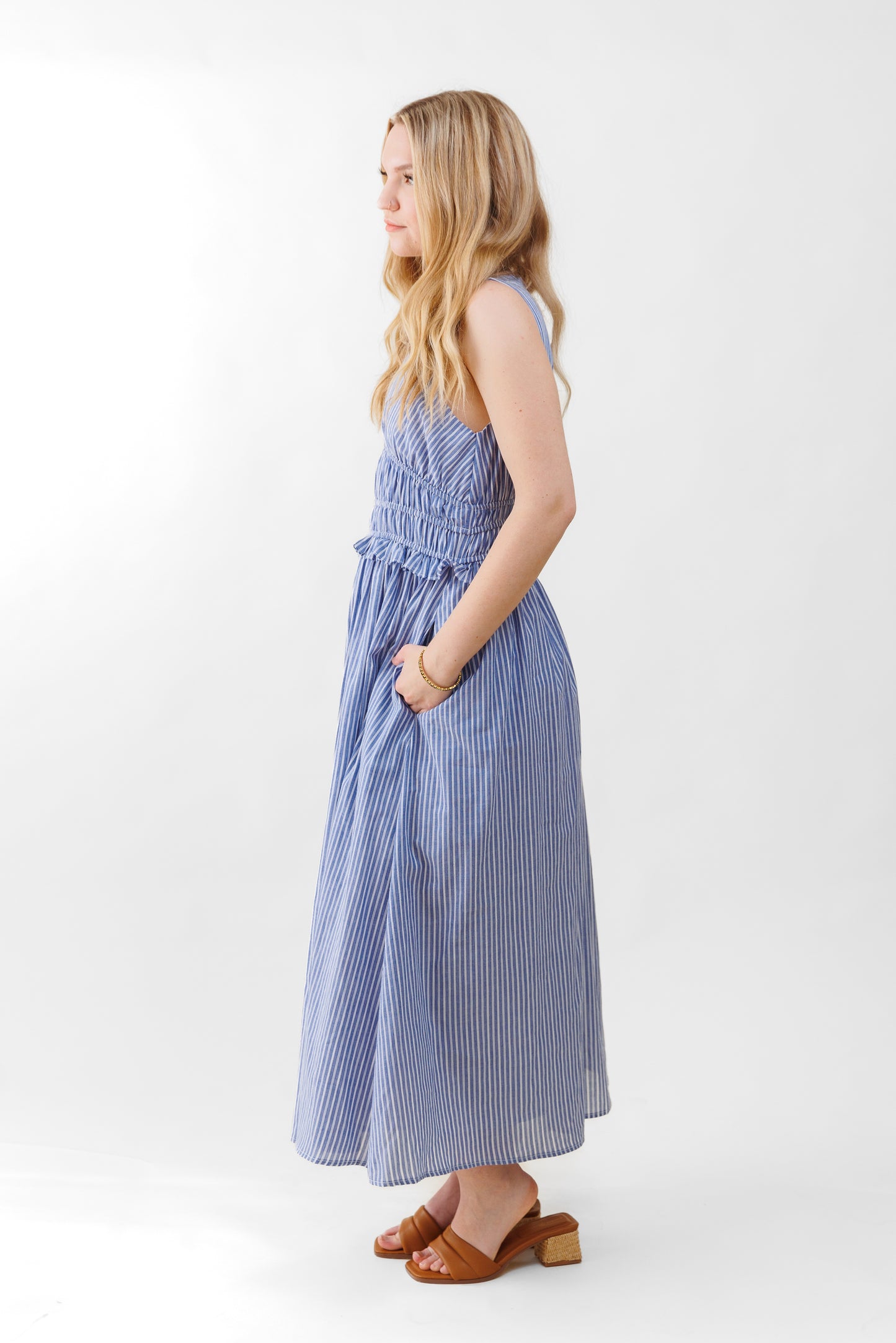 DRESS FORUM STRIPED COTTON MAXI DRESS