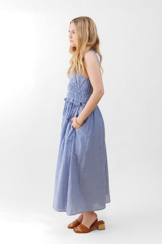 DRESS FORUM STRIPED COTTON MAXI DRESS