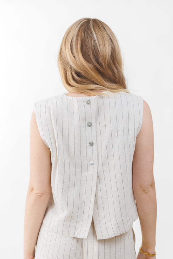 LEAH PINSTRIPE MUSCLE TOP