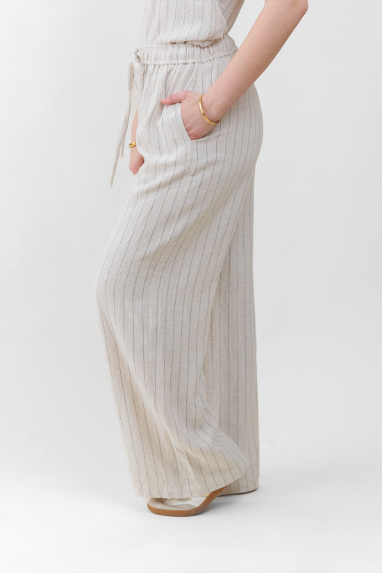 LEAH PINSTRIPE WIDE-LEG PANTS