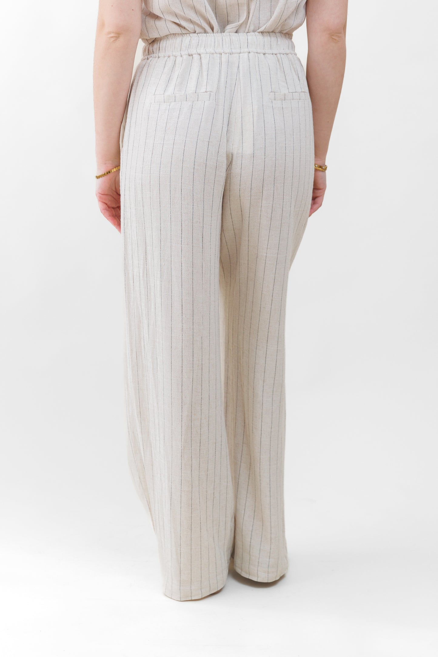 LEAH PINSTRIPE WIDE-LEG PANTS