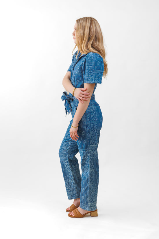 SKIES ARE BLUE DENIM JACQUARD JUMPSUIT