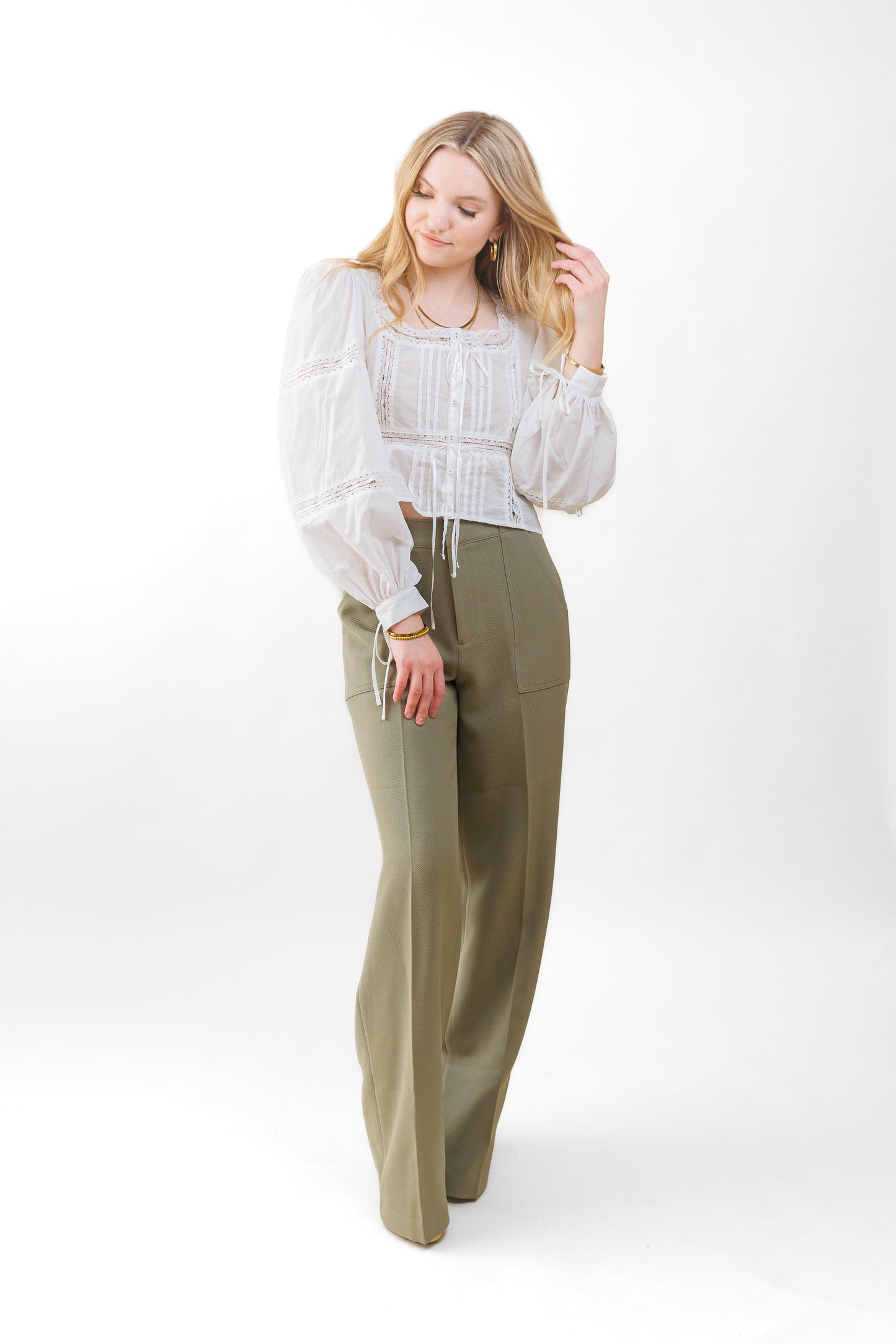 JENNA TEXTURED WIDE-LEG PANTS