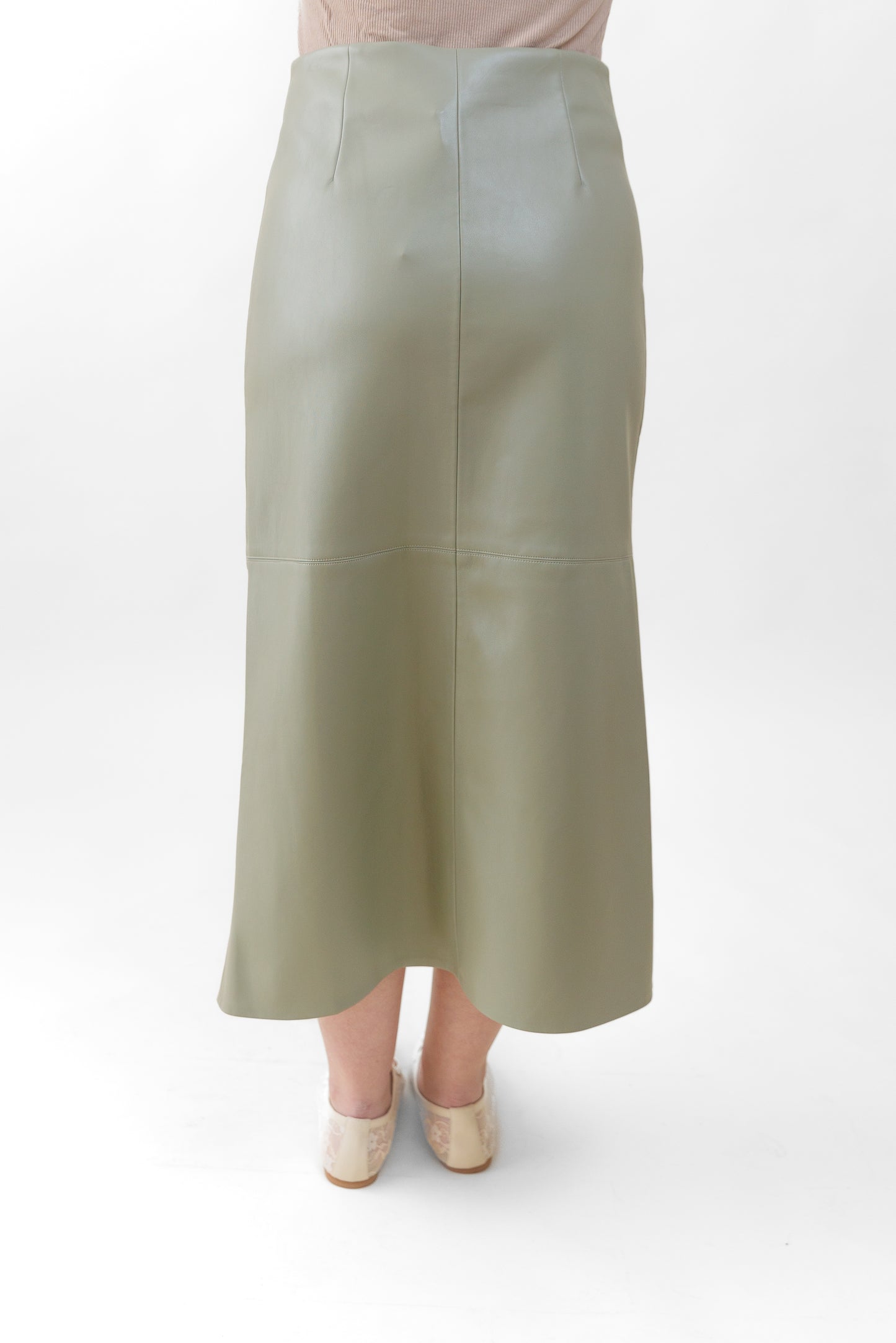 SADIE FAUX LEATHER MIDI SKIRT