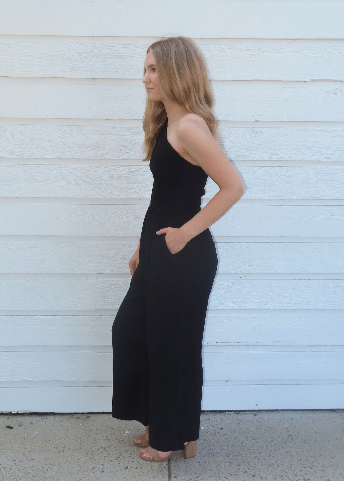 Grade & Gather One Shoulder Jumpsuit With Pockets