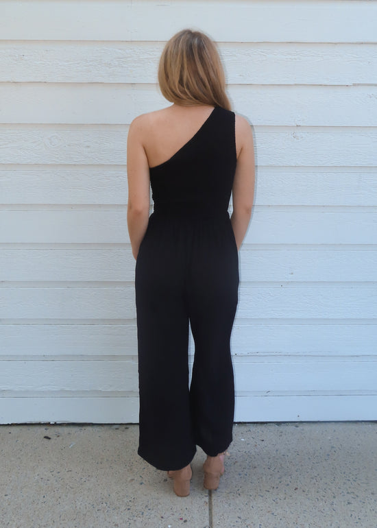 Grade & Gather Gauze One Shoulder Jumpsuit With Pockets