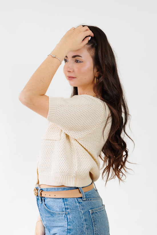 STORIA SHORT SLEEVE CARDIGAN CREAM 