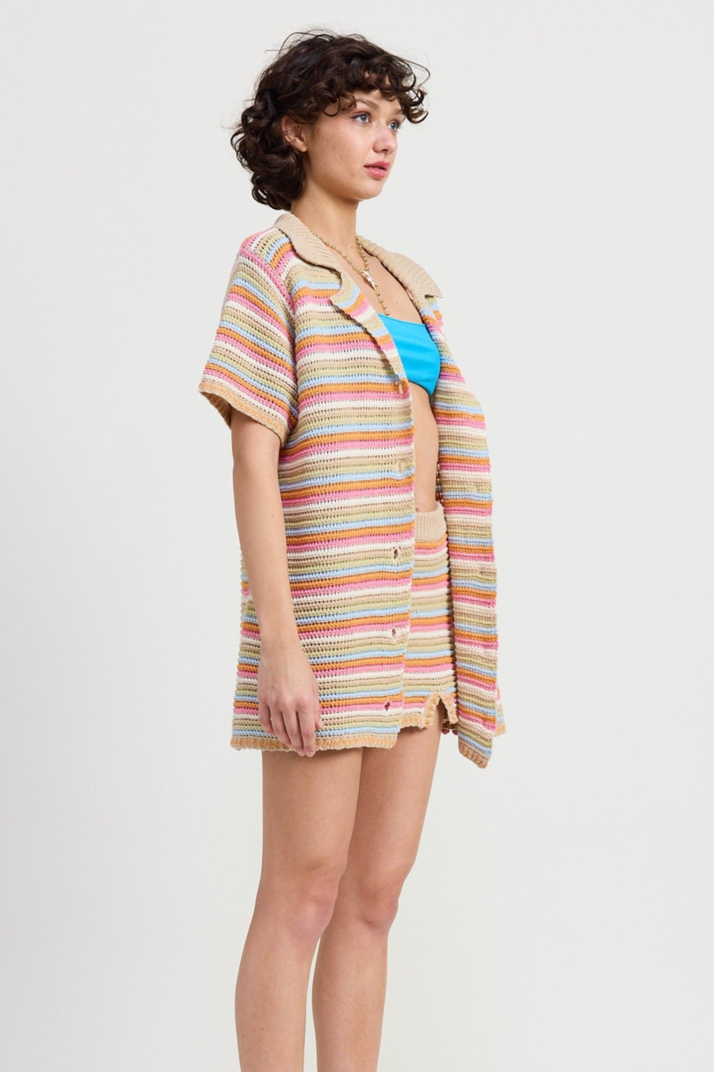 JOSIE STRIPED CROCHET SHIRT