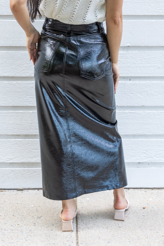 MUSTARD SEED BLACK FAUX LEATHER SKIRT