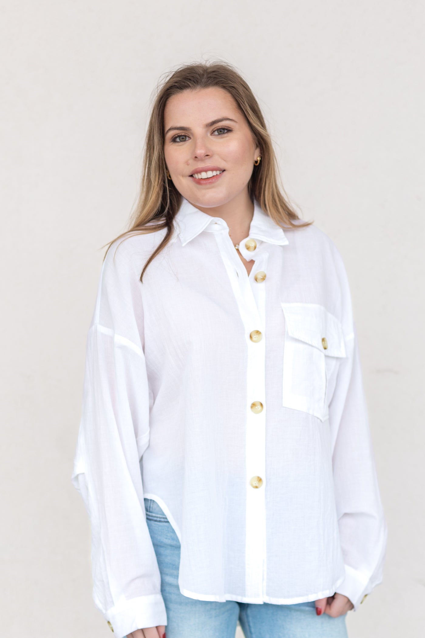 JOANNA WHITE BUTTON UP