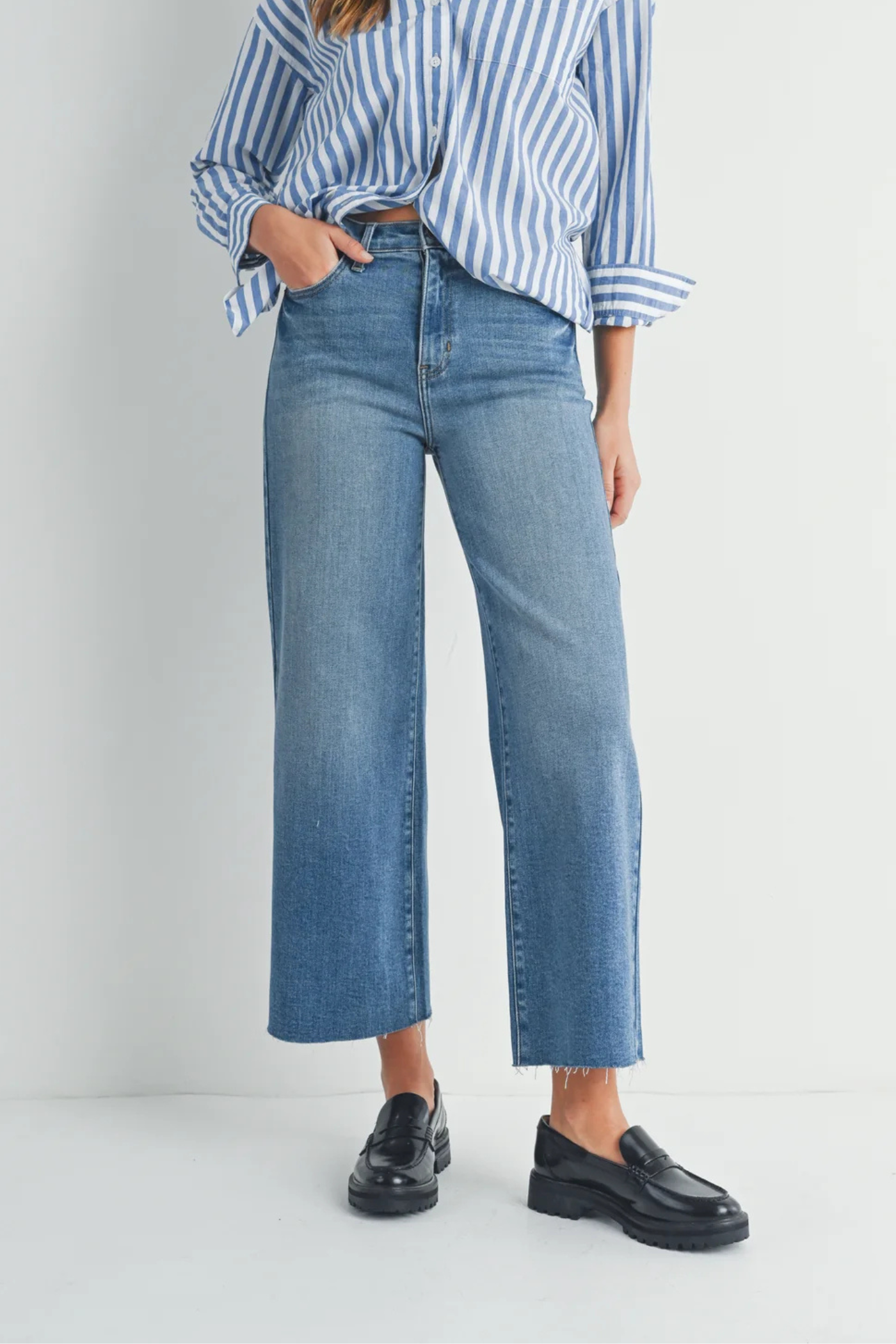 MARY SCISSOR CUT WIDE-LEG DENIM