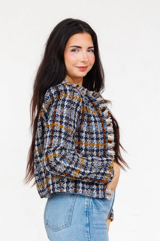 THML BUE CROPPED TWEED JACKET