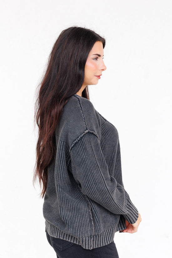 MUSTARD SEED LONGSLEEVE CHARCOAL TOP