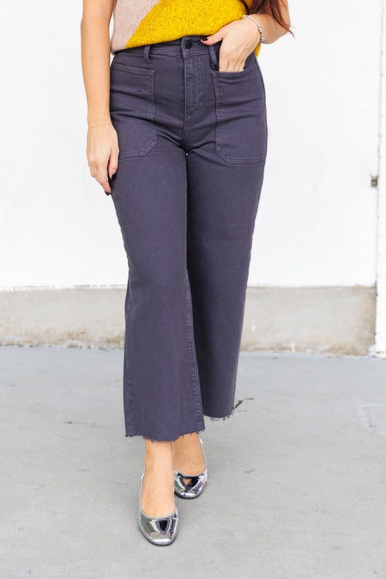 JUST BLACK DENIM CHARCOAL WASH WIDE LEG JEANS