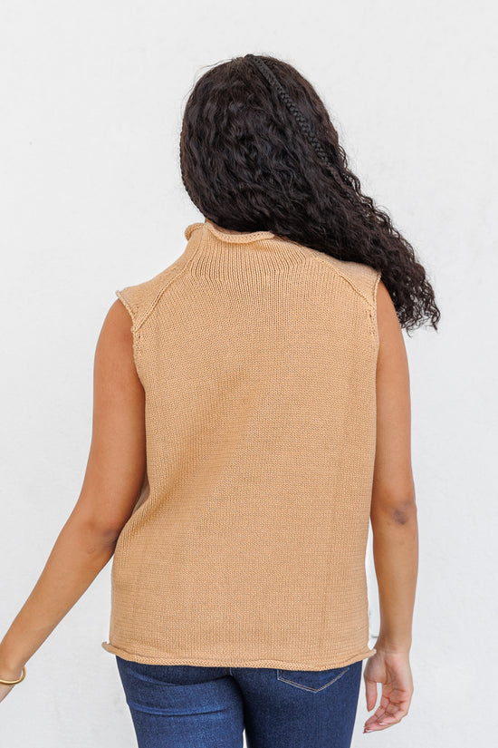 MUSTARD SEED WHEAT HIGHNECK KNIT TOP