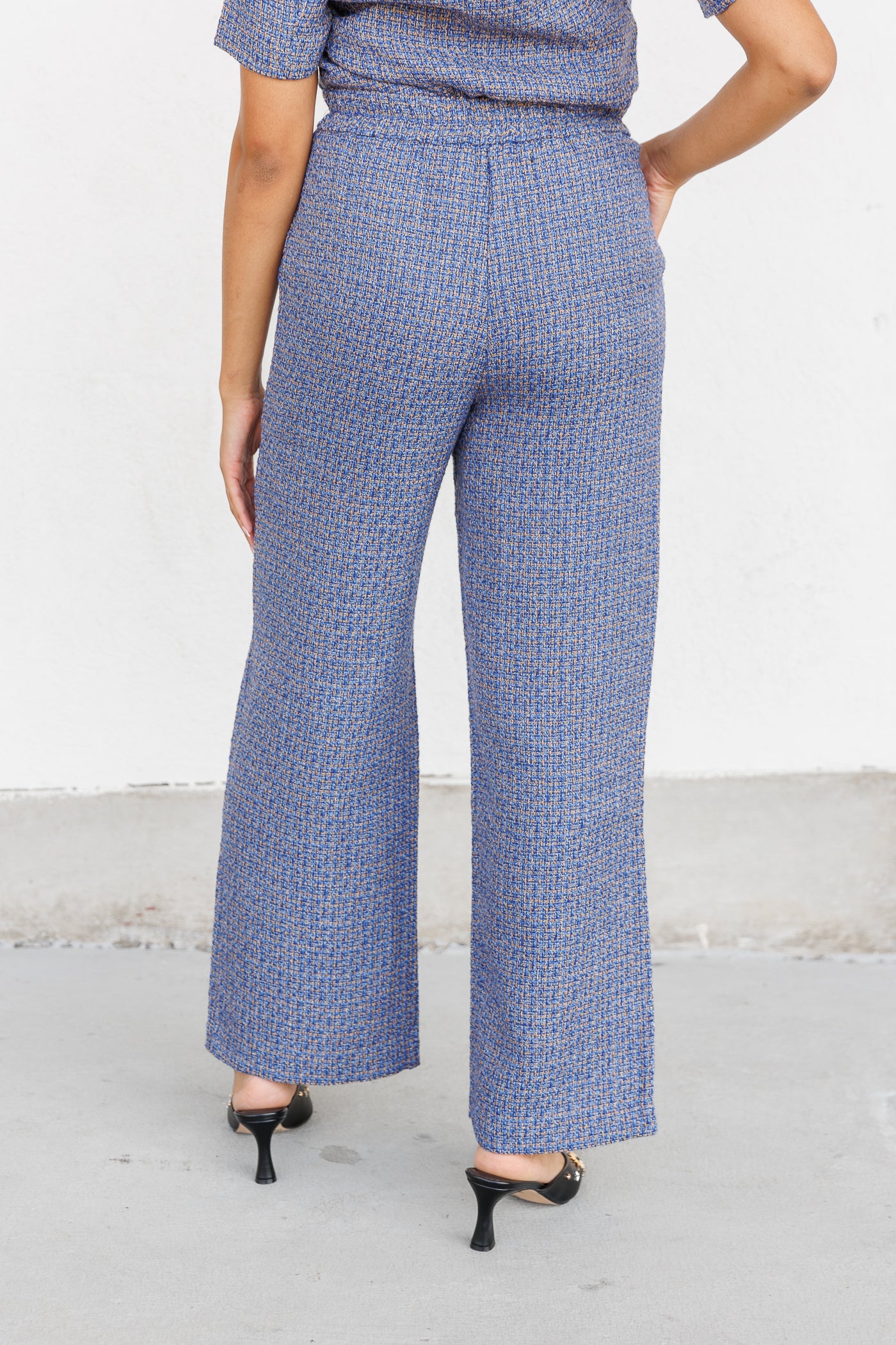 SKIES ARE BLUE TWEED PANTS WITH ELASTIC BACK BAND 